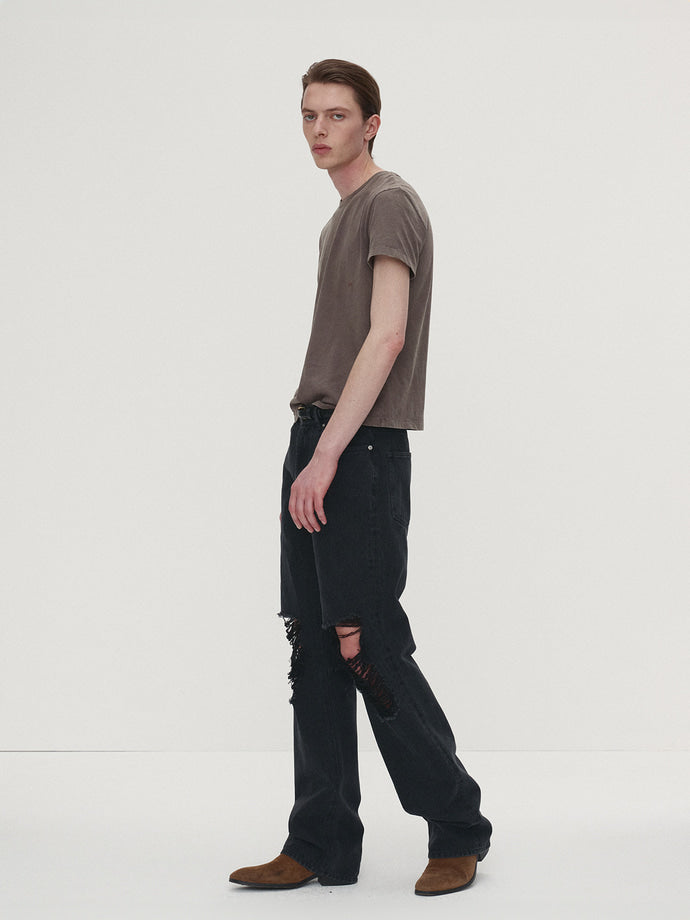 Tonywack - Straight-Leg Destroyed Denim Jeans (Washed Black) product image 3 | TRAB K-Fashion Australia