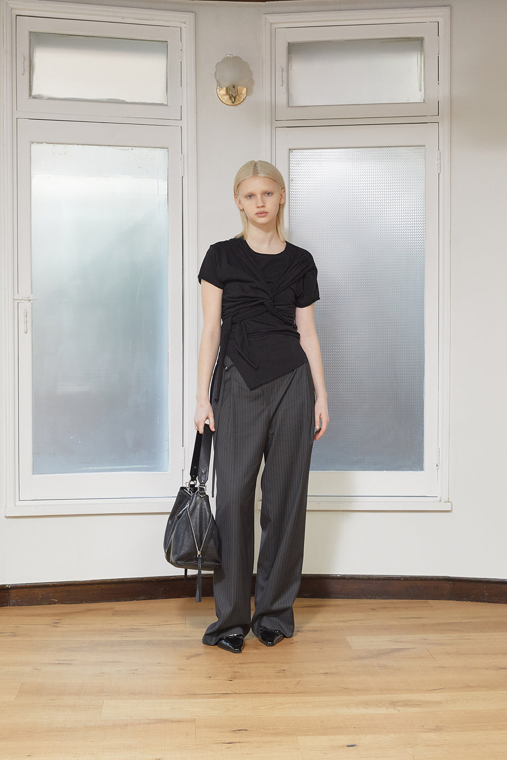 Matin Kim - Tuck Point Stripe Trouser (Charcoal) product image 10 | TRAB K-Fashion Australia