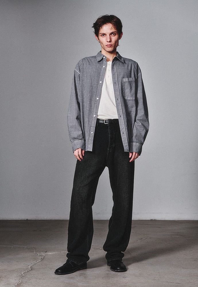 Art if acts - Pigment-Dyed Stripe Shirt (Vintage Charcoal) product image 1 | TRAB K-Fashion Australia