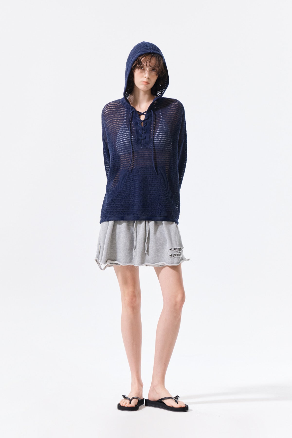 Matin Kim - Distressed Terry Skort Shorts (Grey) product image 10 | TRAB K-Fashion Australia
