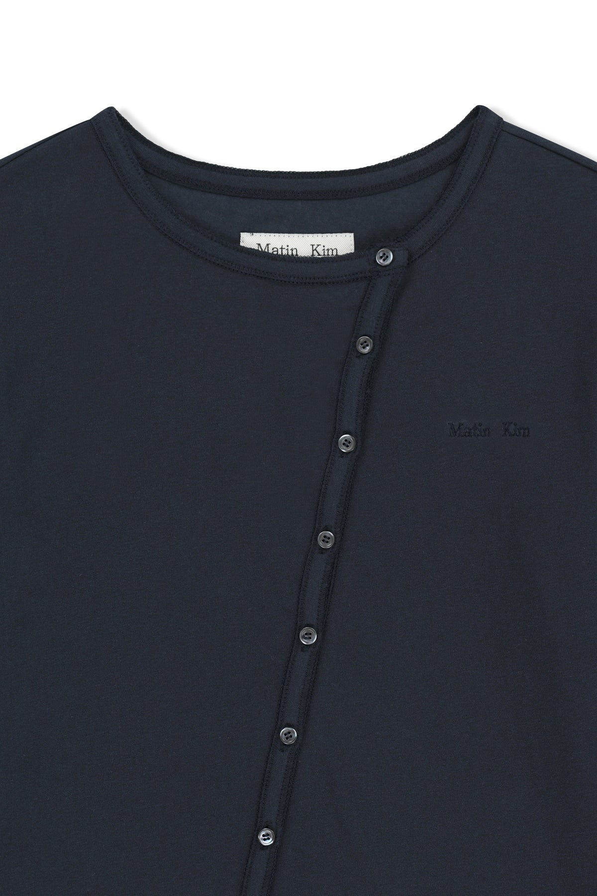 Matin Kim - Asymmetric Button Closure Top (Navy) product image 3 | TRAB K-Fashion Australia