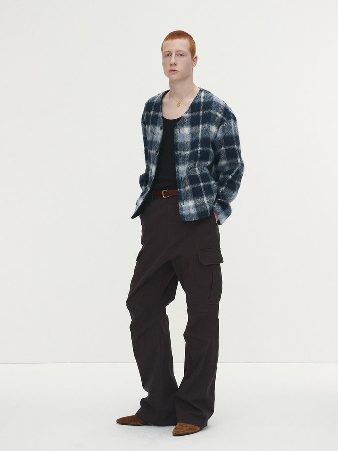 Tonywack - Checked Wool Mohair Blouson (Italian Fabric) (Blue) product image 2 | TRAB K-Fashion Australia