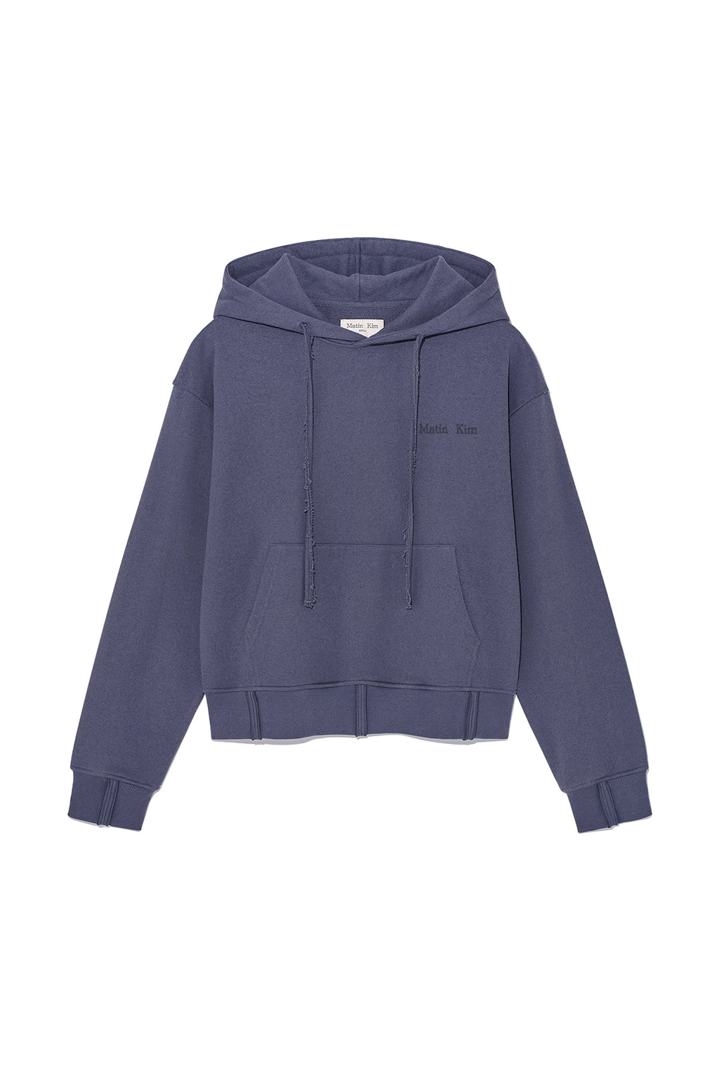 Matin Kim - Rib Cut Detail Logo Hoody (Smoke Blue) product image 1 | TRAB K-Fashion Australia