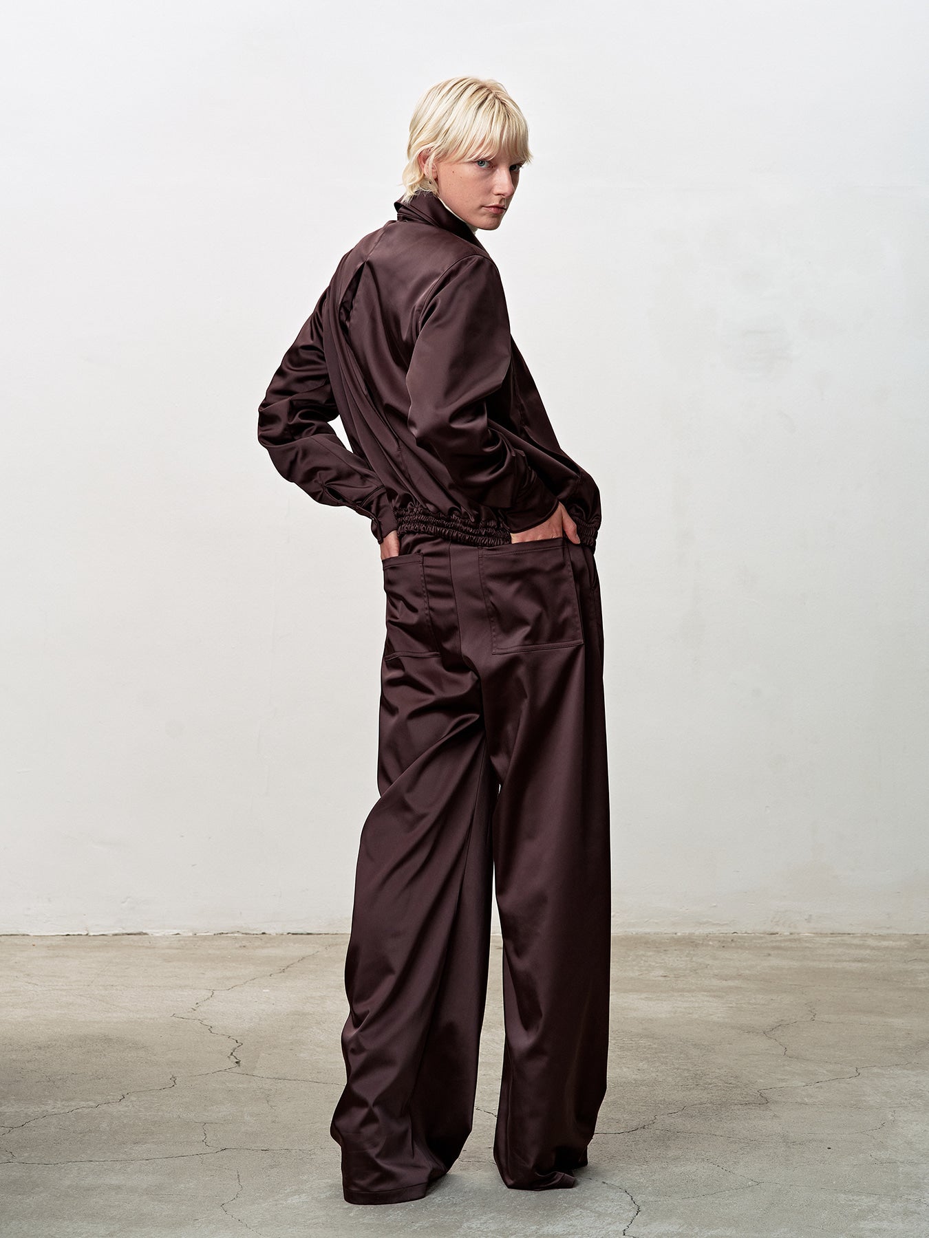 Tonywack - Silky Zippered Blouson Jacket (Brown) product image 4 | TRAB K-Fashion Australia
