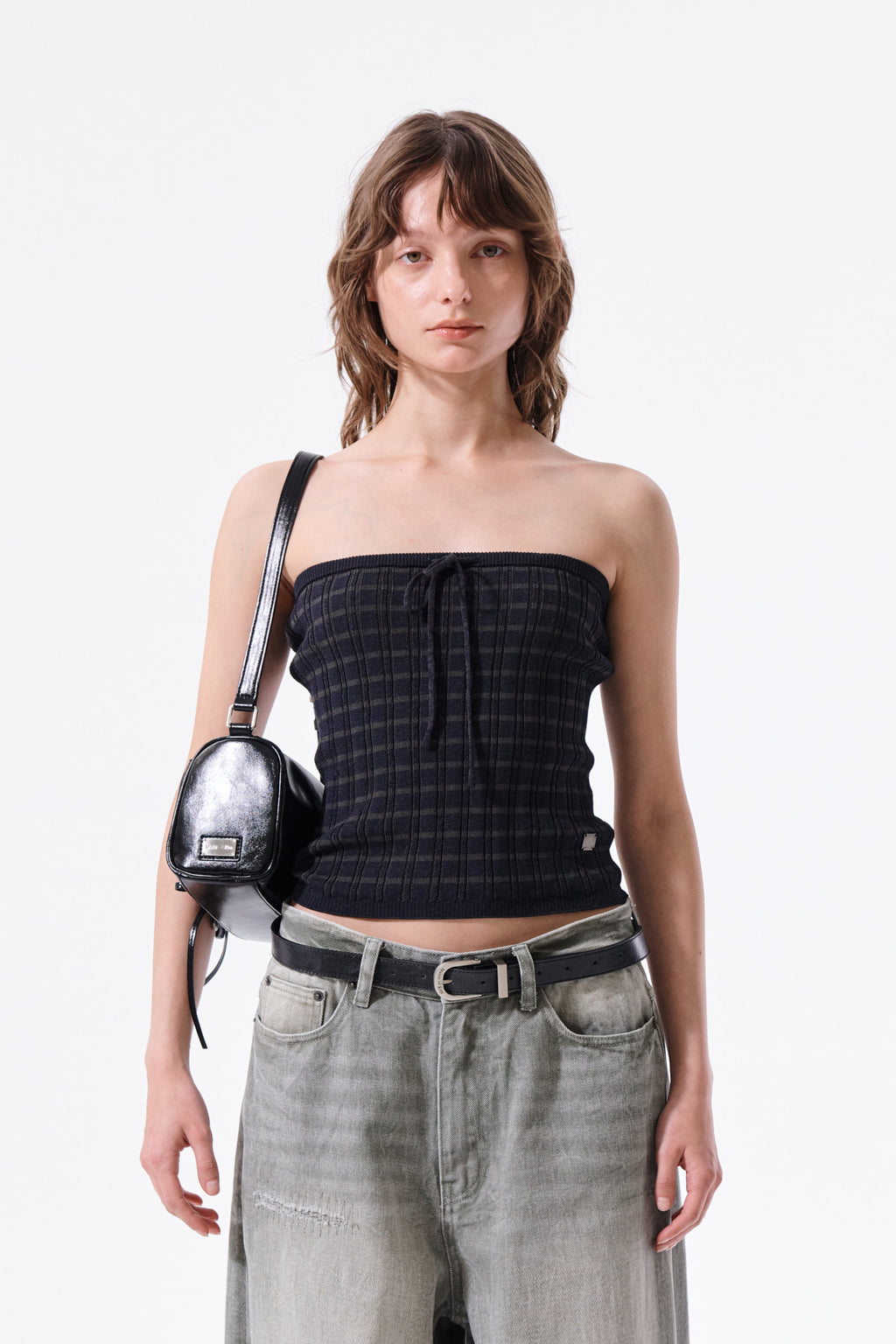 Matin Kim - Stripe Knit Tube Top (Navy) product image 5 | TRAB K-Fashion Australia