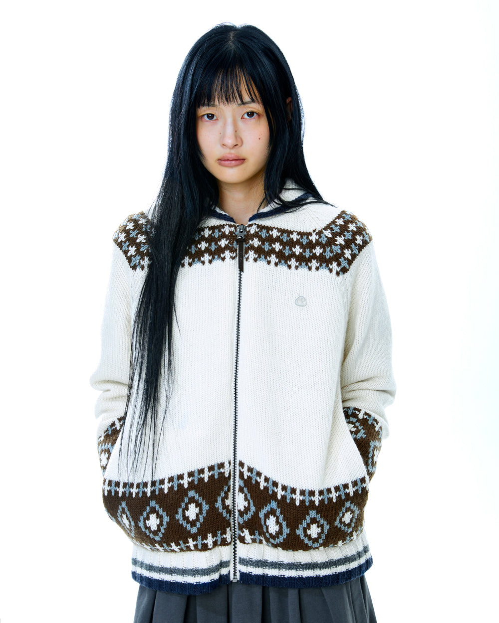 Coyseio - Mossy Cowichan Knit Jacket (Ivory) product image 6 | TRAB K-Fashion Australia