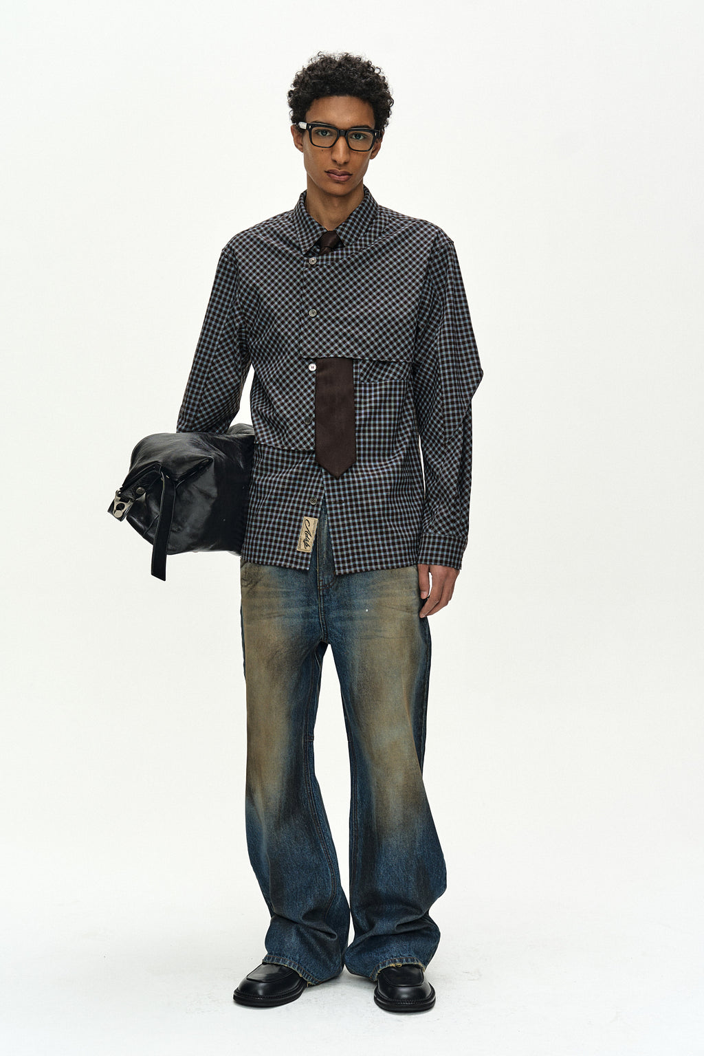 Andersson Bell - Unisex Coated Blue Wide-Leg Jeans (blue) (Blue) product image 2 | TRAB K-Fashion Australia