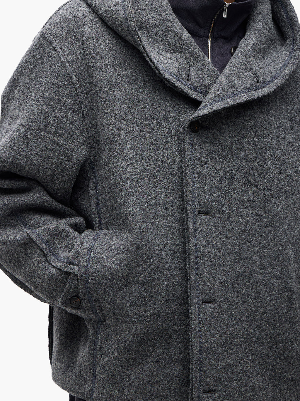 Jiyong Kim - Hooded Wool Jacket (Grey) product image 6 | TRAB K-Fashion Australia