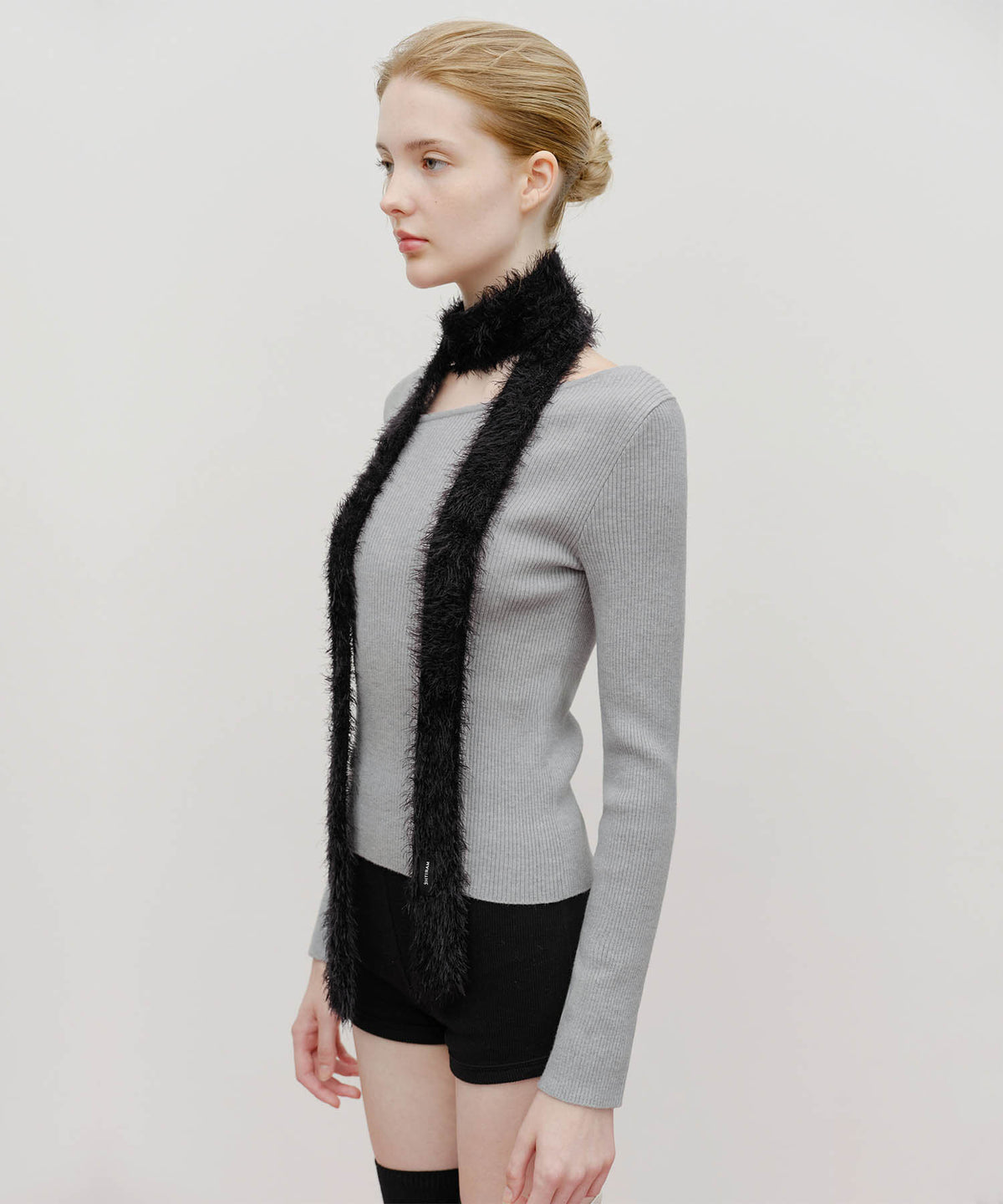 Marithe & Francois Girbaud - Regular Logo Slim Muffler (Black) product image 5 | TRAB K-Fashion Australia