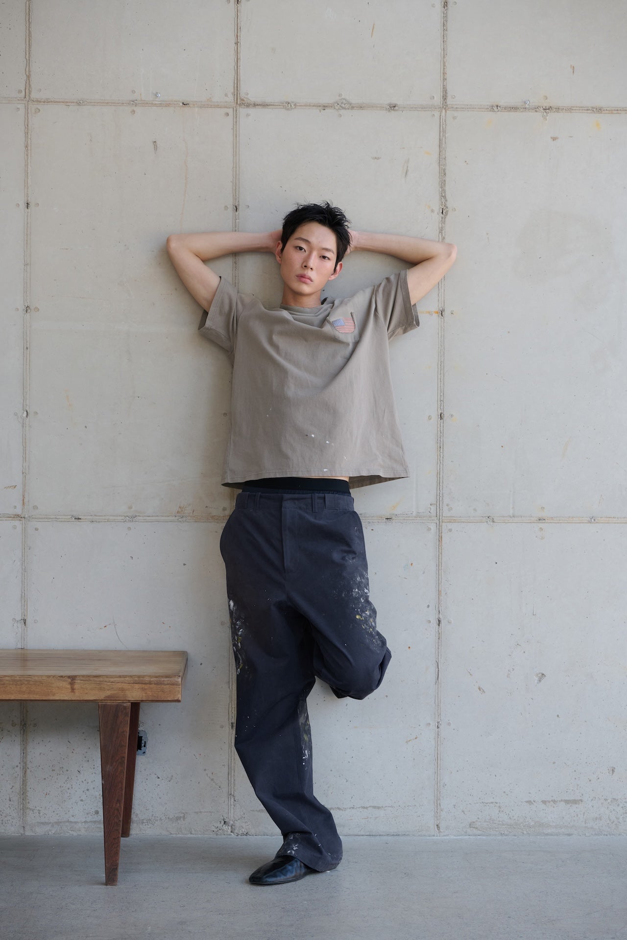STU - Usa Flag T-shirt (Beige) product image 2 | TRAB K-Fashion Australia