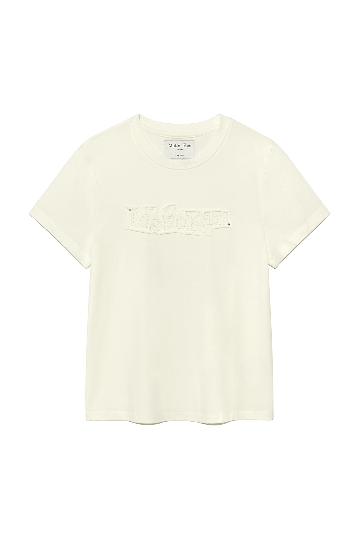 Matin Kim - Applique Logo Patch Top (Cream) product image 1 | TRAB K-Fashion Australia