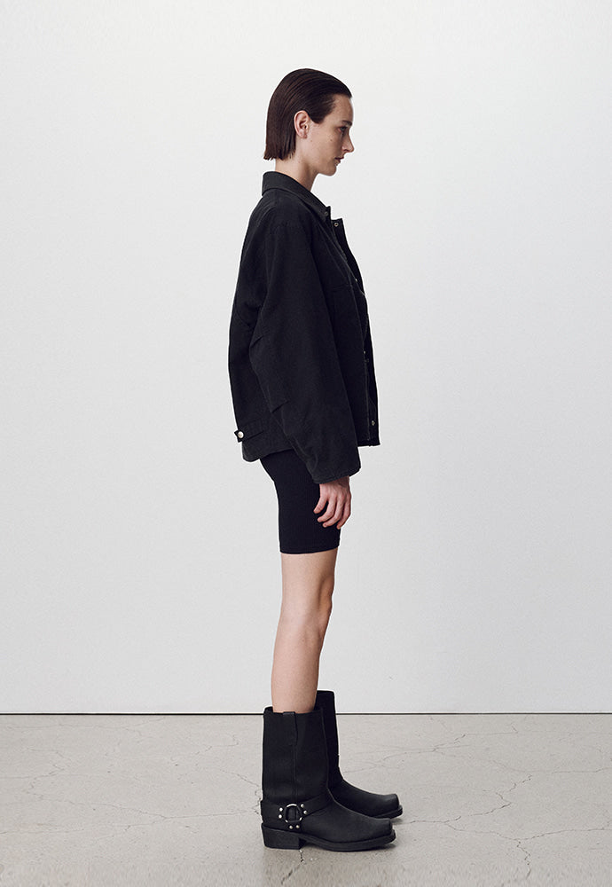 Tonywack - Leather Collar Garment-Washed Chore Jacket (Faded Black) product image 3 | TRAB K-Fashion Australia