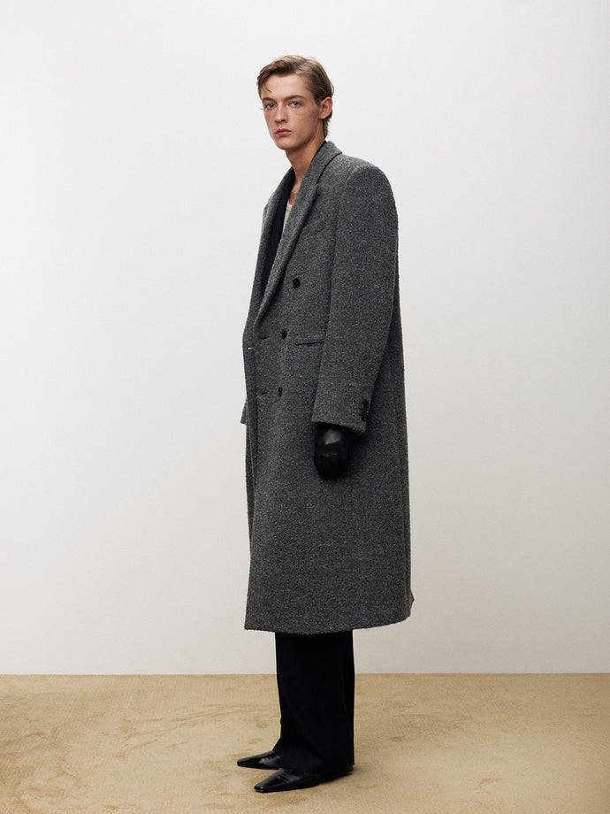 Tonywack - Textured Wool And Alpaca Double-Breasted Coat (Grey) product image 3 | TRAB K-Fashion Australia