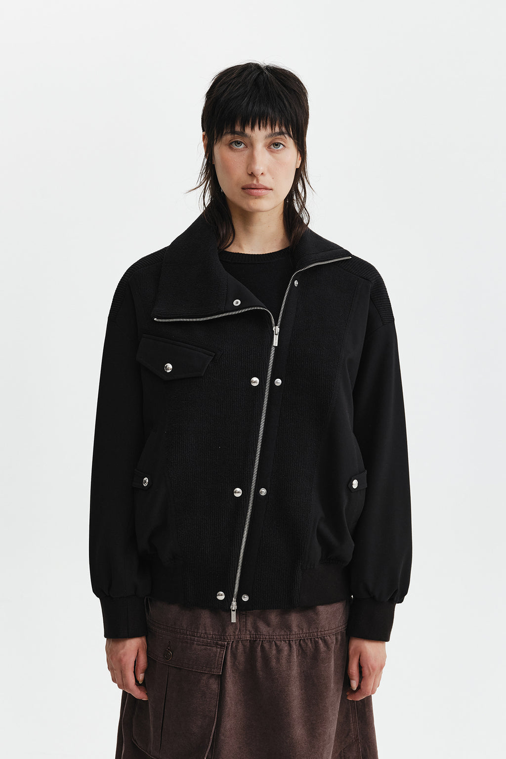 Matin Kim - Asymmetric Knit Panel Jumper (Black) product image 6 | TRAB K-Fashion Australia