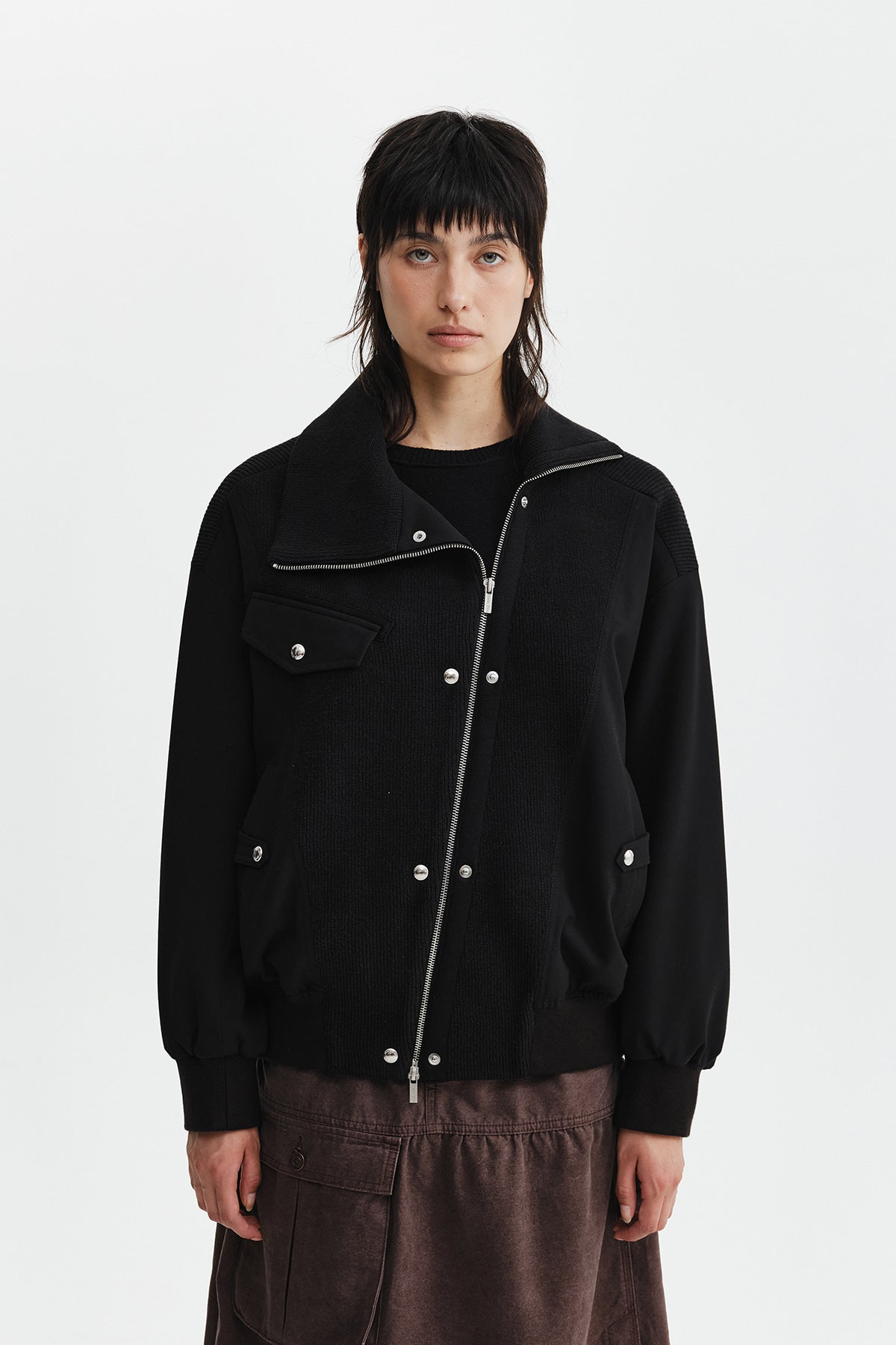 Matin Kim - Asymmetric Knit Panel Jumper (Black) product image 6 | TRAB K-Fashion Australia