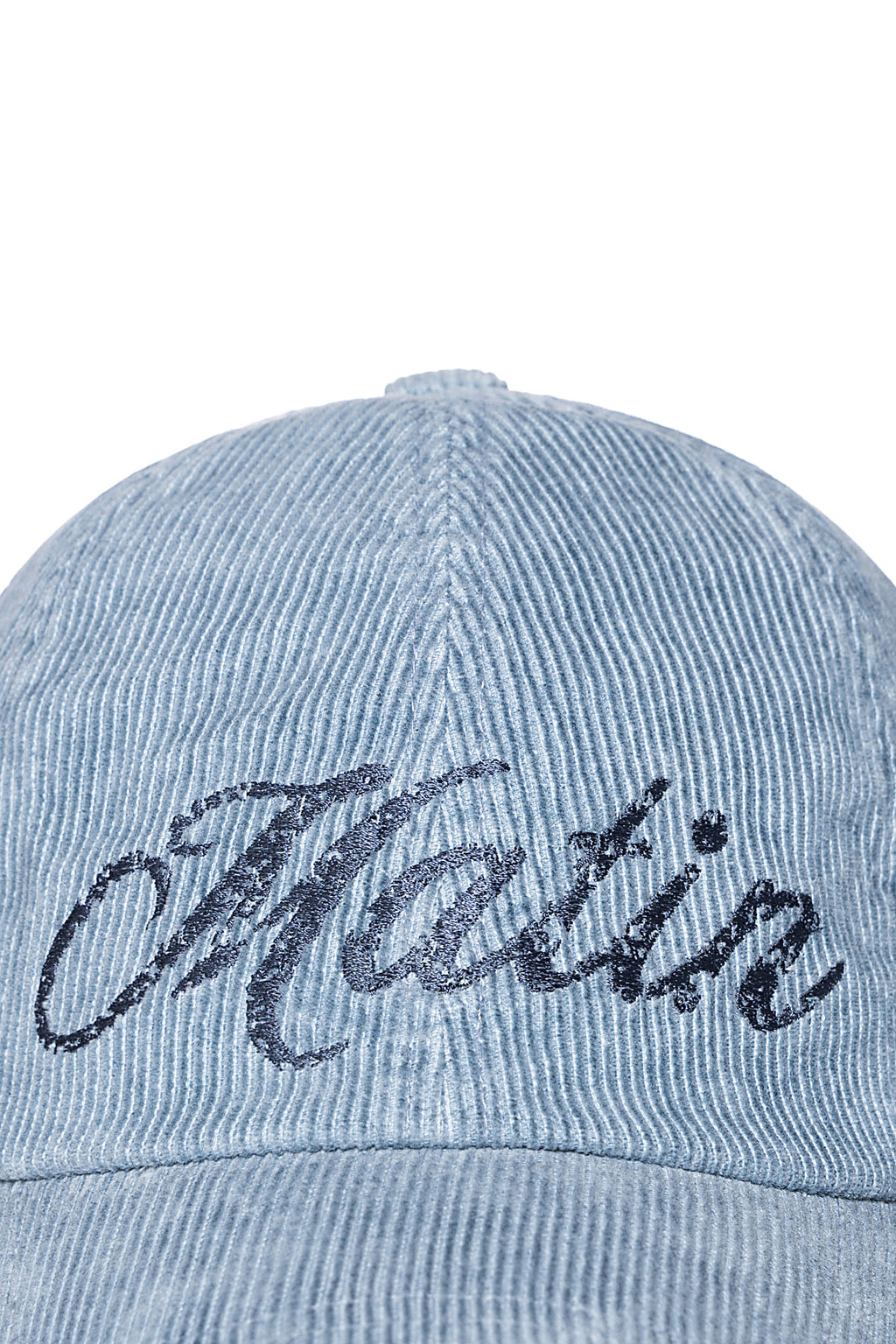 Matin Kim - Matin Cracked Script Corduroy Ball Cap (Light Blue) product image 4 | TRAB K-Fashion Australia