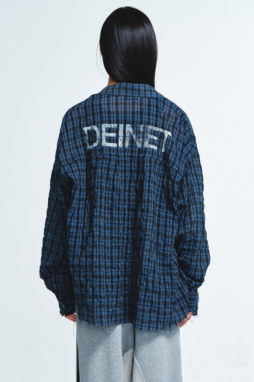 Deinet - Checkered Point Overfit Shirt (Navy) product image 7 | TRAB K-Fashion Australia