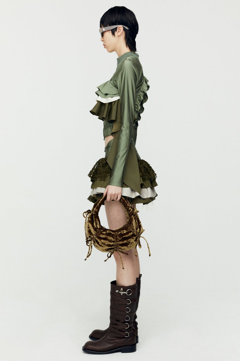 Andersson Bell - Riley Ruffle Tight Zip Up (Khaki) product image 3 | TRAB K-Fashion Australia