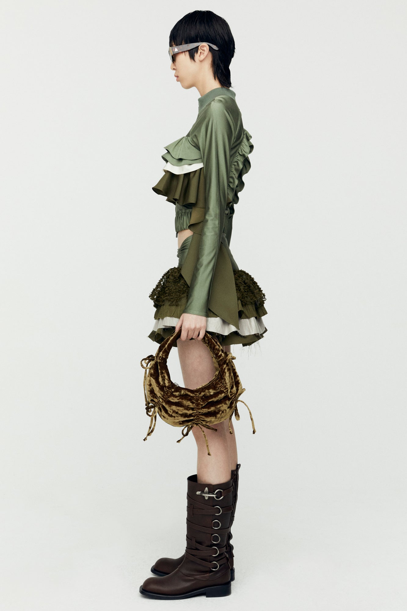 Andersson Bell - Riley Ruffle Tight Zip Up (Khaki) product image 3 | TRAB K-Fashion Australia