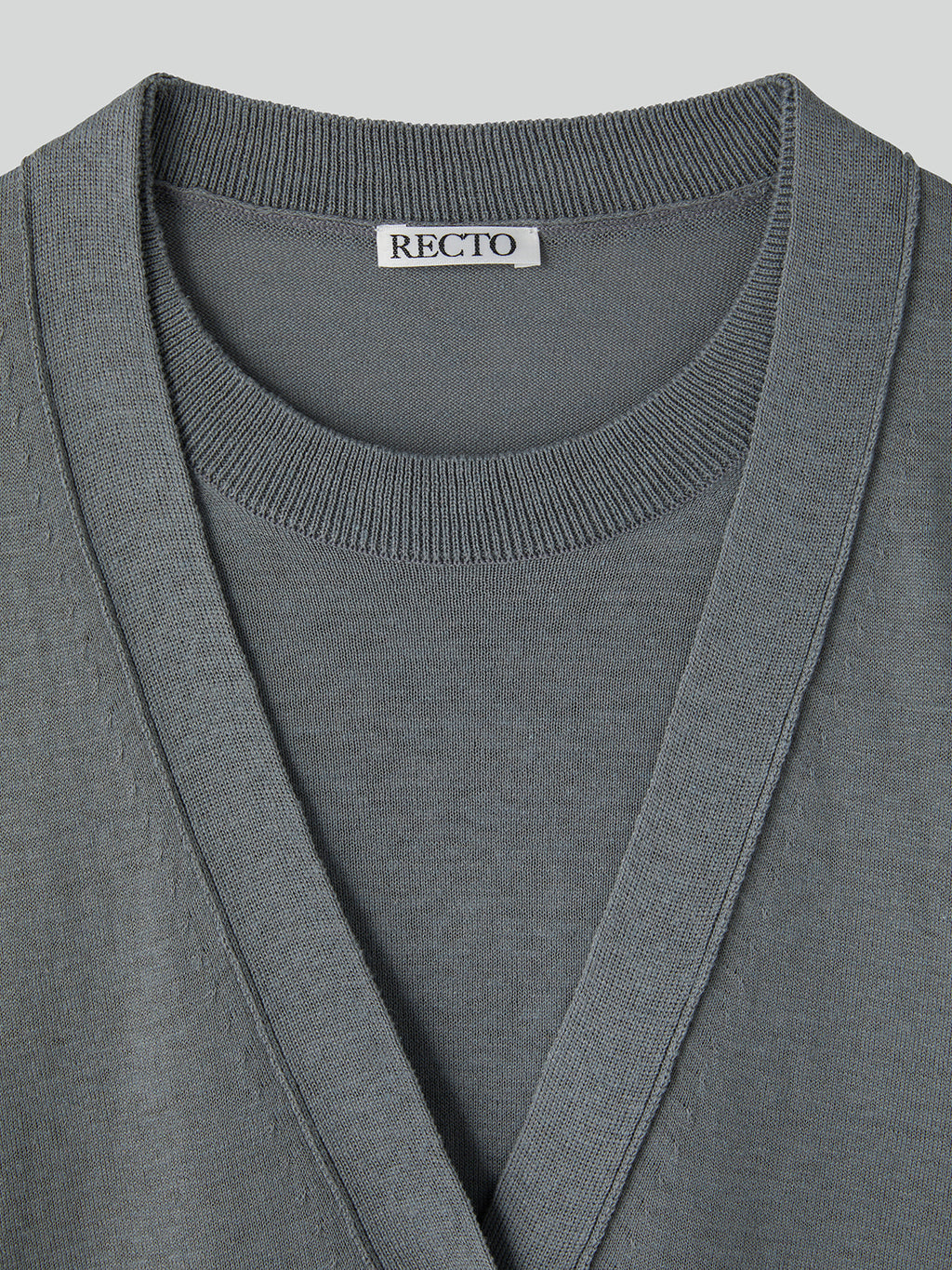 Recto - Silk-Linen Blend Layered Knit Top (Cool Grey) product image 7 | TRAB K-Fashion Australia