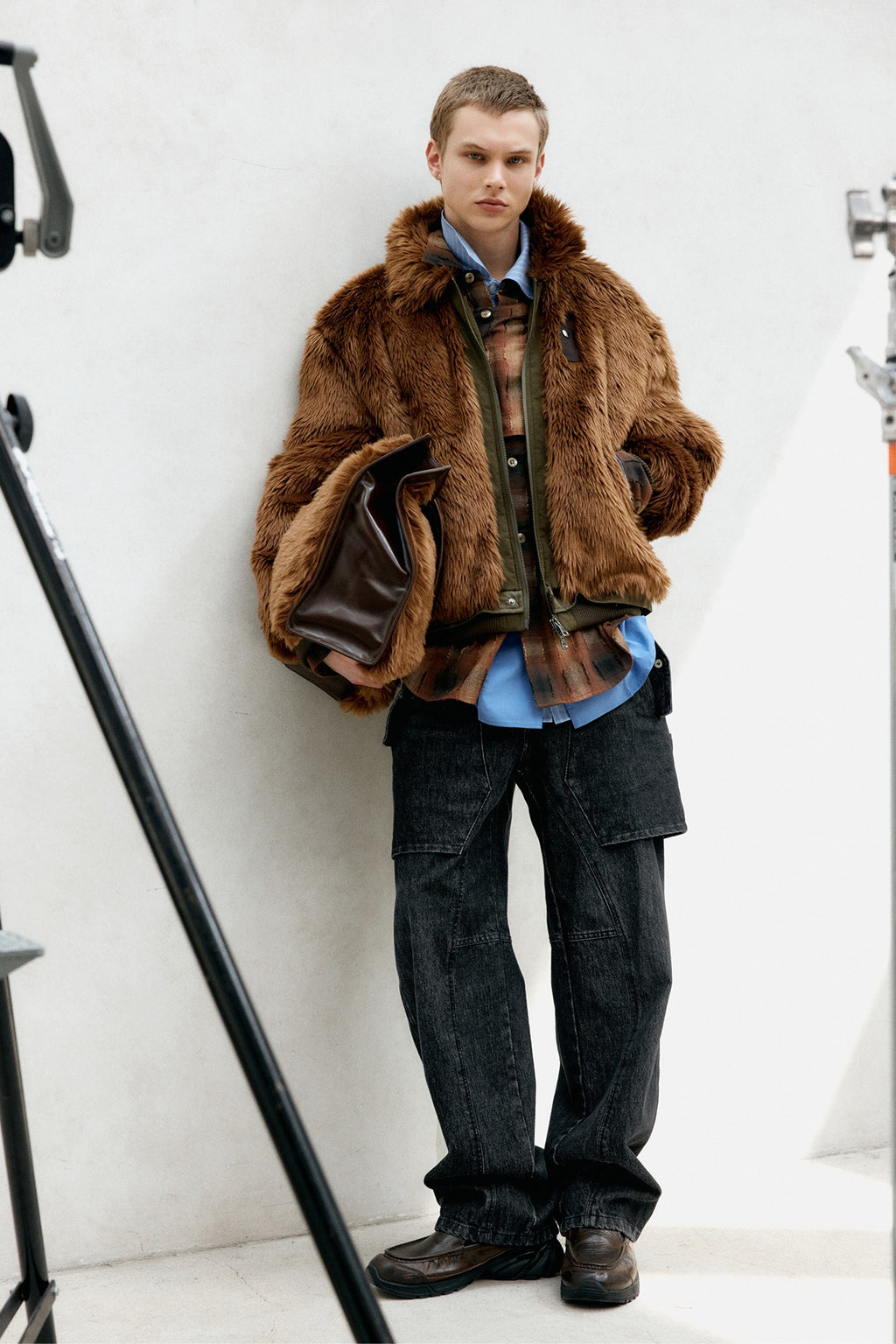 Andersson Bell - Unisex Raptor Layered Wide-Leg Jeans (Washed Black) product image 1 | TRAB K-Fashion Australia