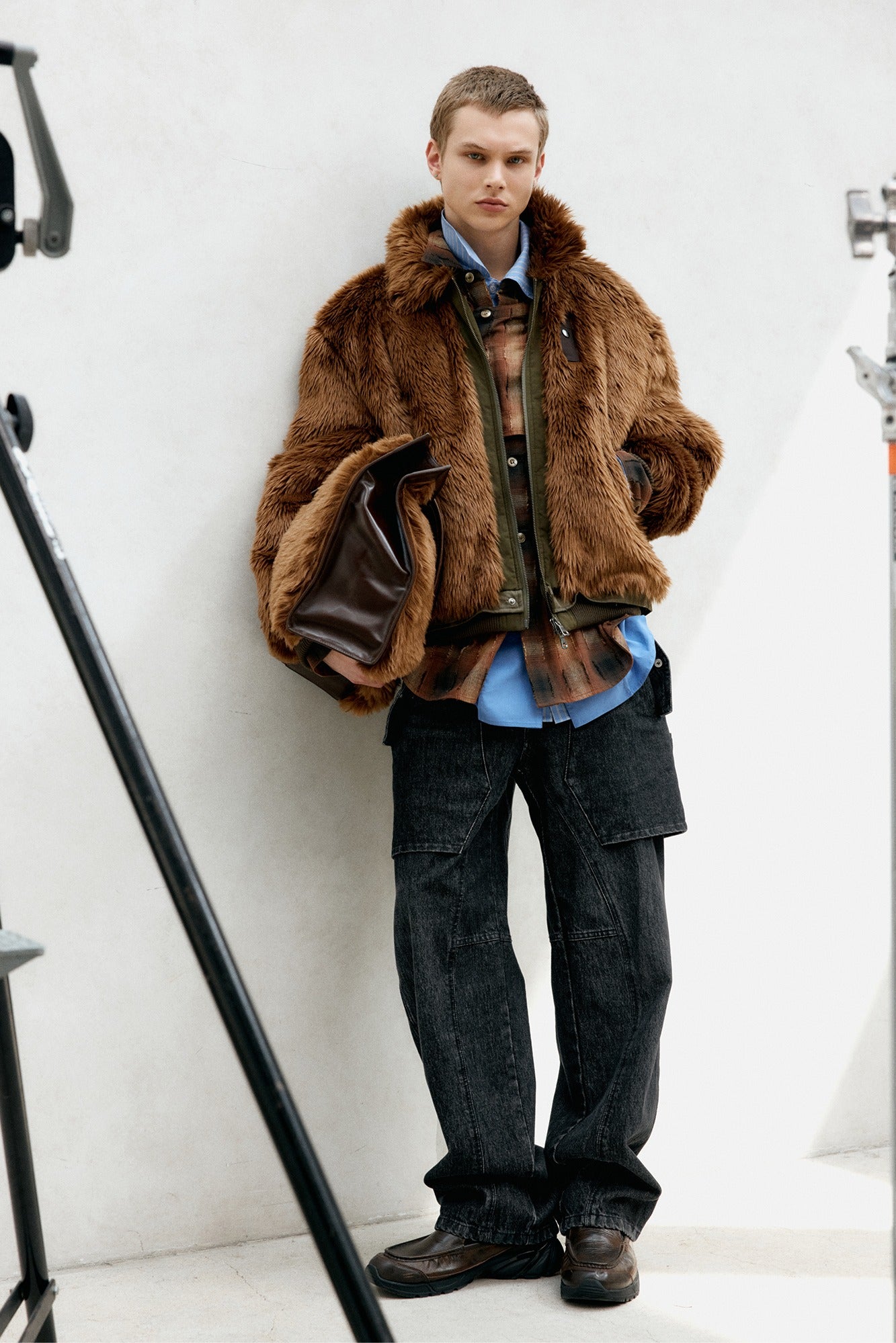 Andersson Bell - Unisex Raptor Layered Wide-Leg Jeans (Washed Black) product image 1 | TRAB K-Fashion Australia