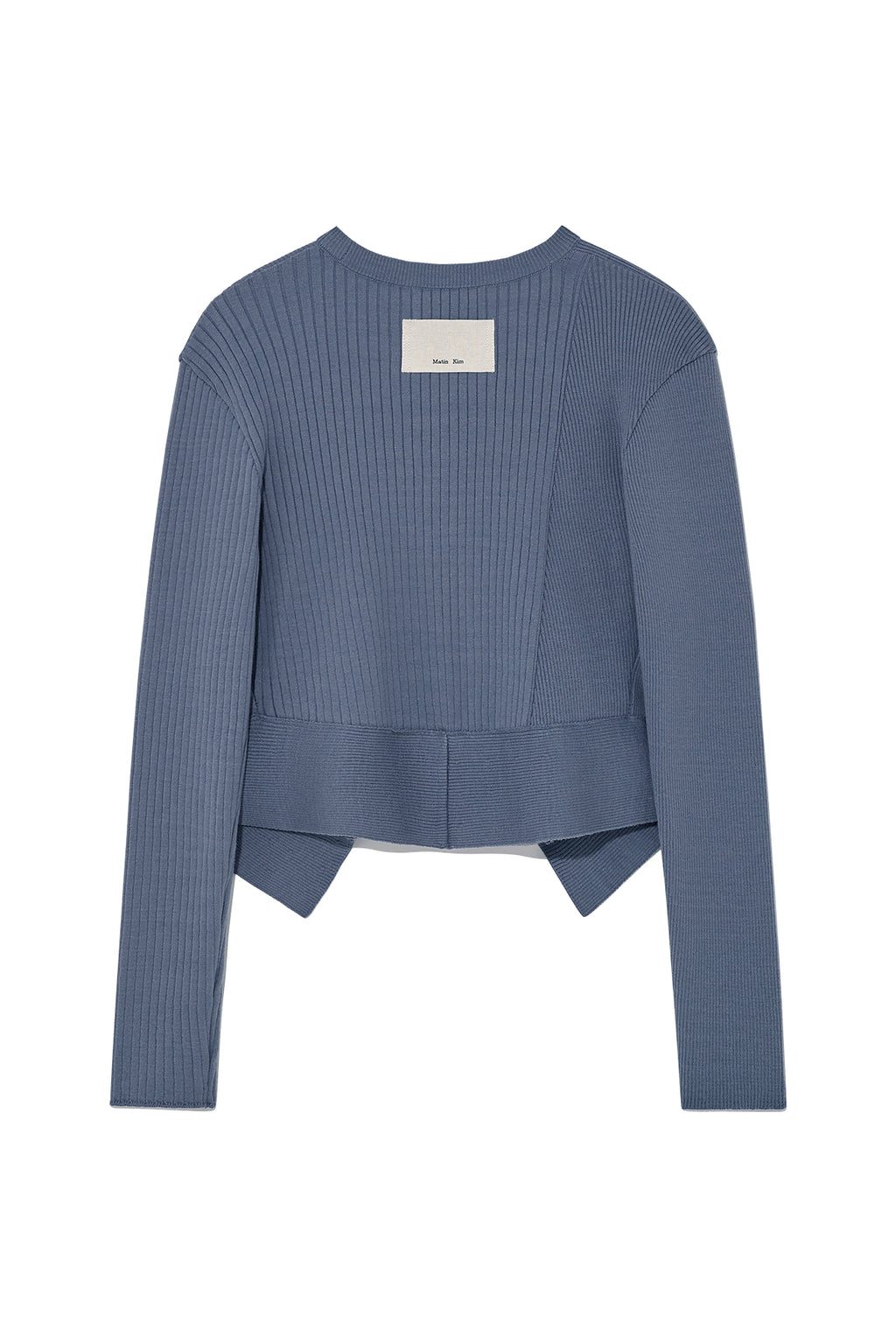 Matin Kim - Unbalance Cut Line Button Cardigan (Smoke Blue) product image 2 | TRAB K-Fashion Australia