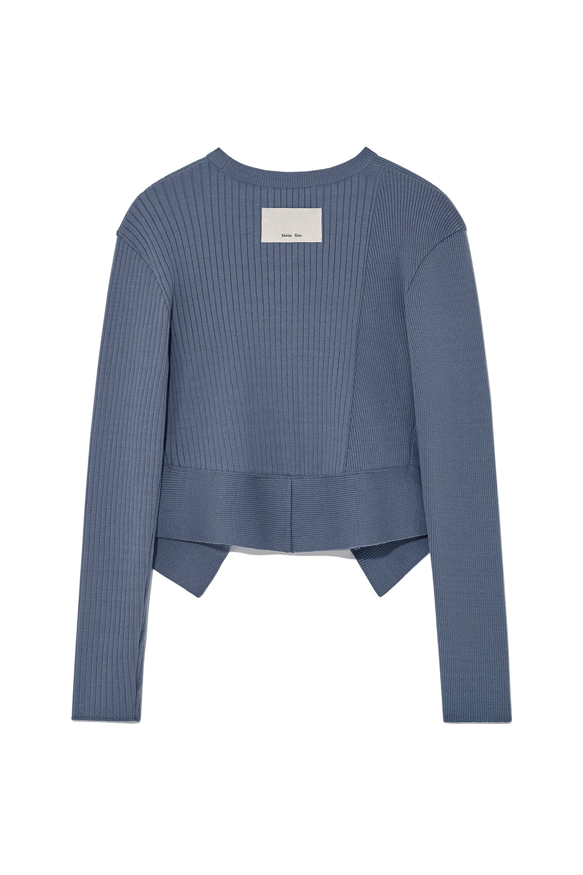 Matin Kim - Unbalance Cut Line Button Cardigan (Smoke Blue) product image 2 | TRAB K-Fashion Australia