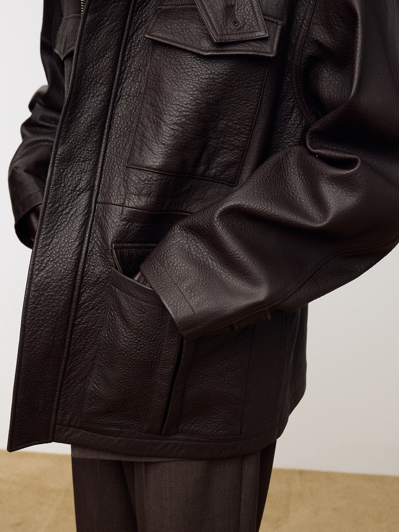 Tonywack - Lamb Leather Cargo Jacket (Dark Brown) product image 10 | TRAB K-Fashion Australia