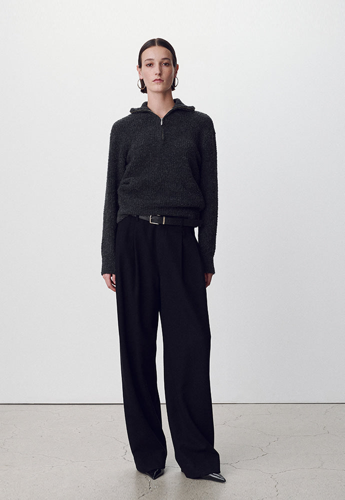 Tonywack - Wool Blend Boucle Zip Sweater (Dark Grey) product image 1 | TRAB K-Fashion Australia