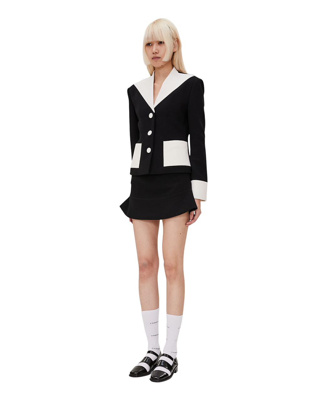Kimhe Kim - Bi-Color Wool Blend Jacket (Black/Ivory) product image 2 | TRAB K-Fashion Australia