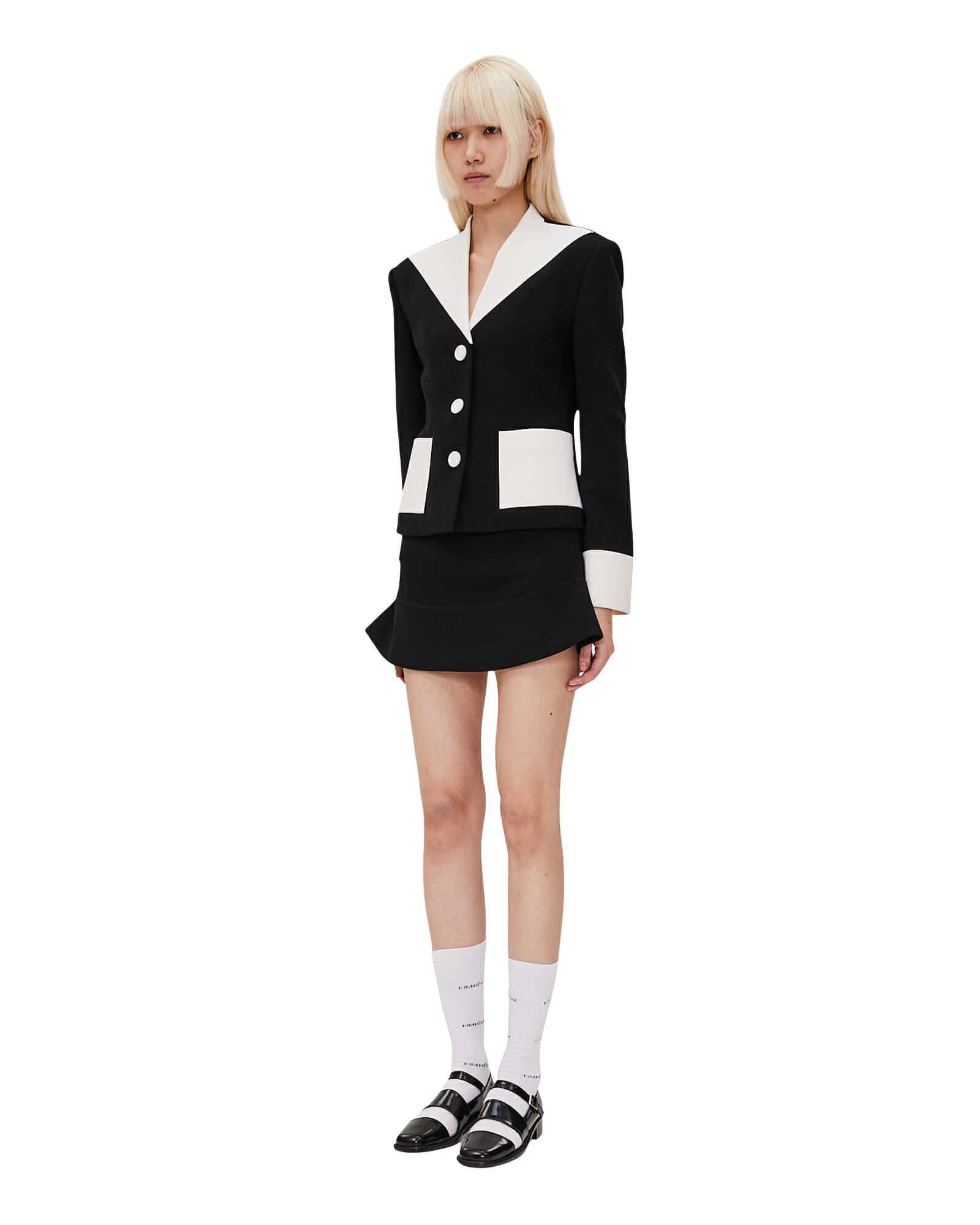Kimhe Kim - Bi-Color Wool Blend Jacket (Black/Ivory) product image 2 | TRAB K-Fashion Australia