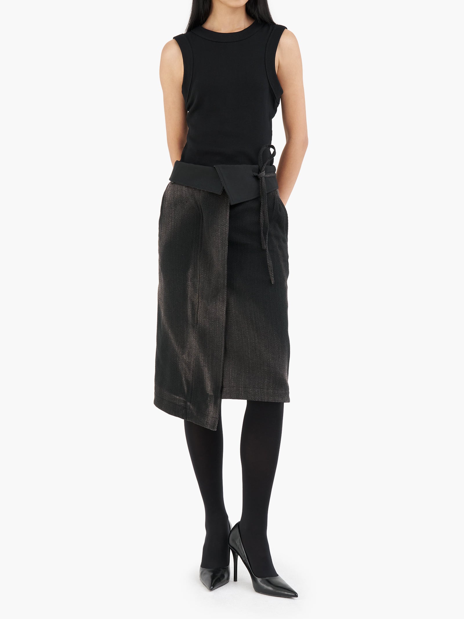 Jiyong Kim - Sun-Bleached Folded Skirt (Black) product image 2 | TRAB K-Fashion Australia
