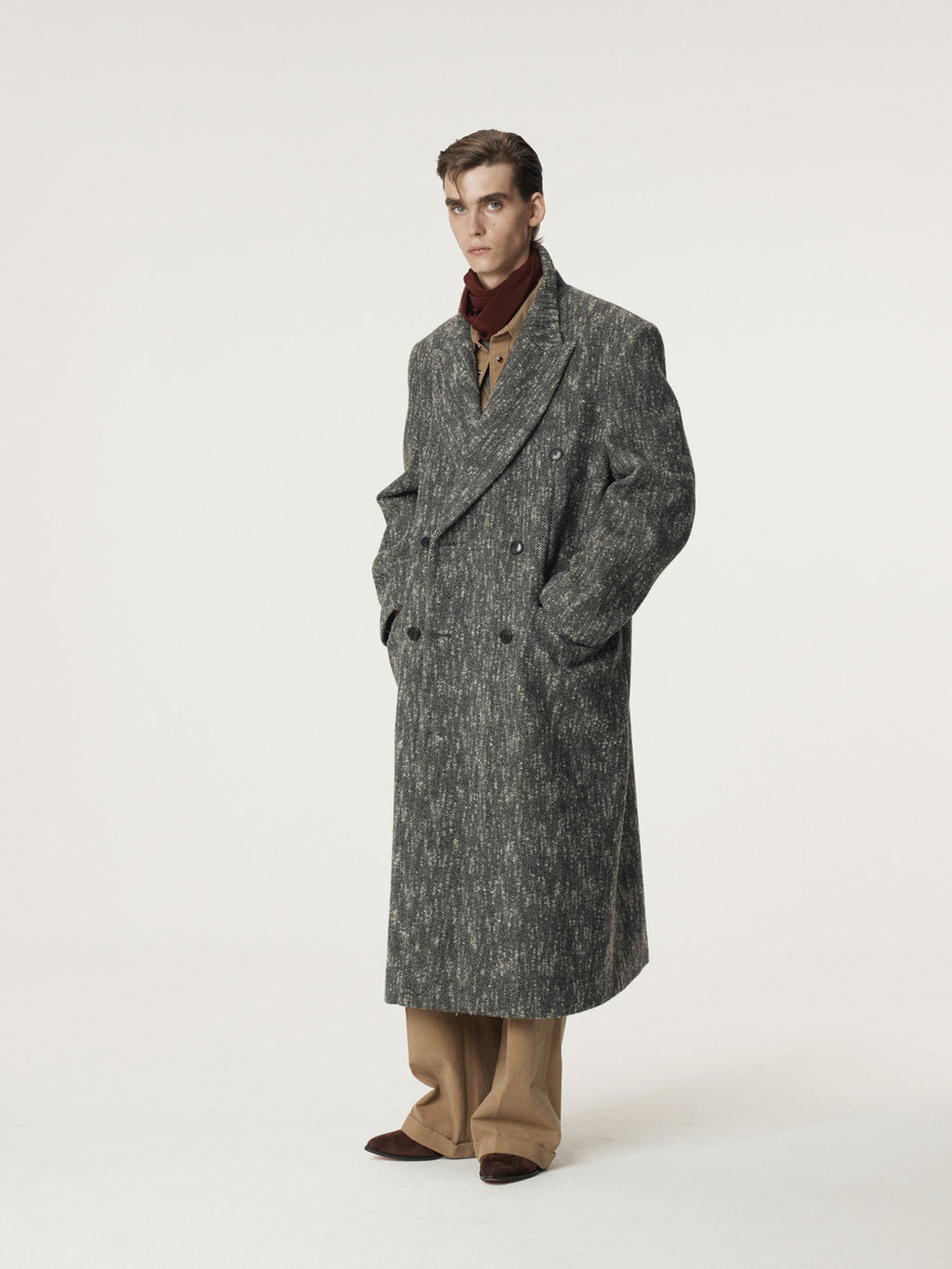 Recto - Herringbone Double Breasted Coat (Black) product image 3 | TRAB K-Fashion Australia