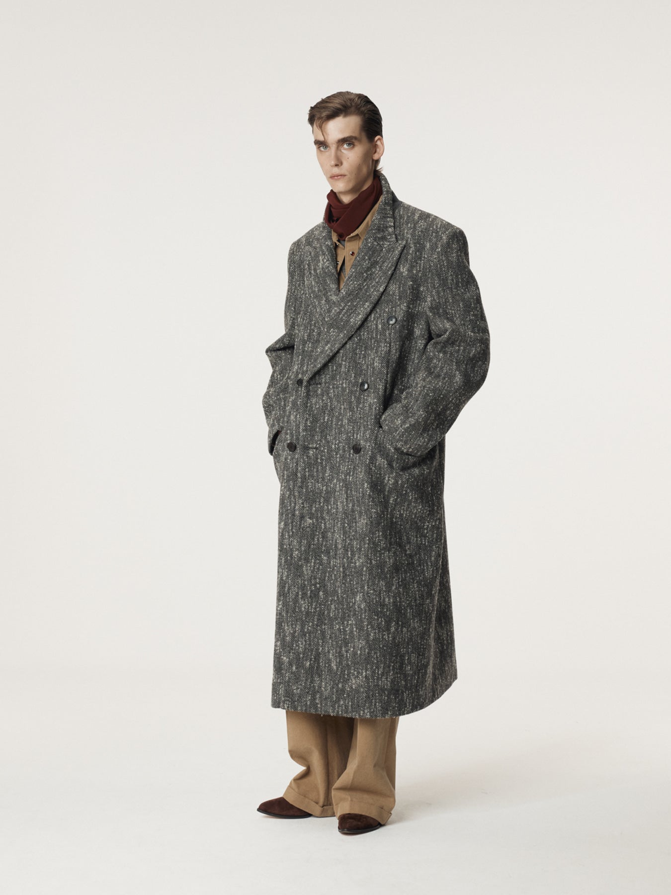 Recto - Herringbone Double Breasted Coat (Black) product image 3 | TRAB K-Fashion Australia