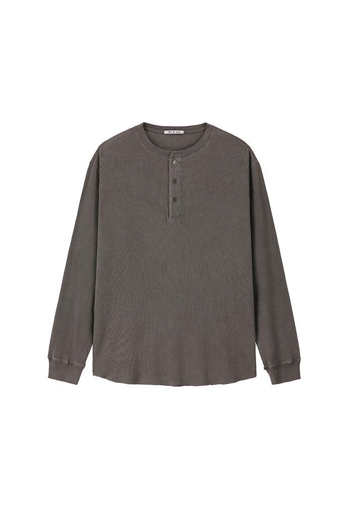 Art if acts - Garment Dyed Waffle Henley (Faded Charcoal) product image 6 | TRAB K-Fashion Australia