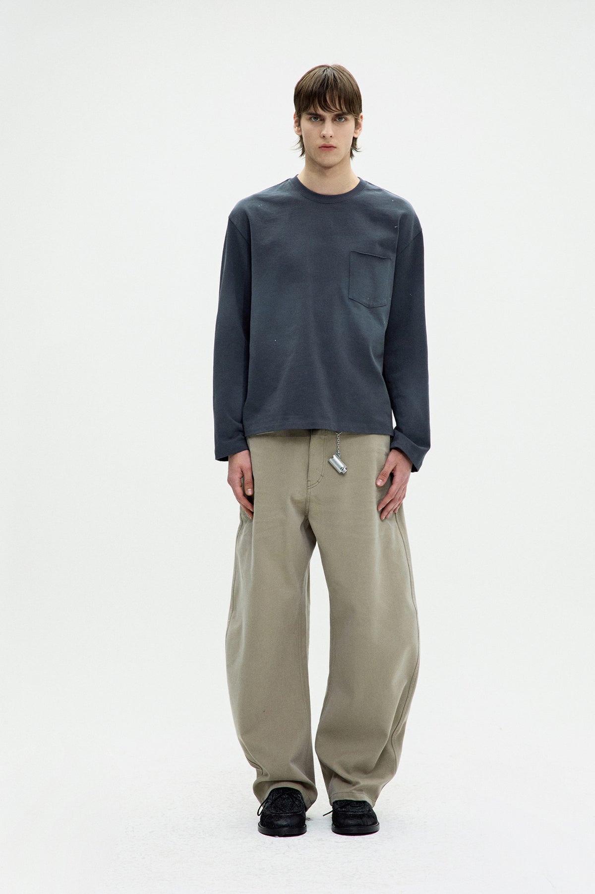Coor - Painted Long Sleeve T-Shirt (Washed Charcoal) product image 2 | TRAB K-Fashion Australia