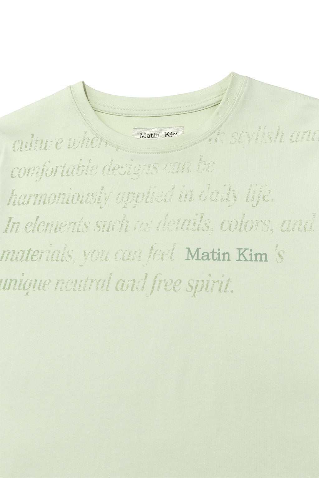 Matin Kim - Logo Point Lettering Graphic Top (Light Green) product image 3 | TRAB K-Fashion Australia