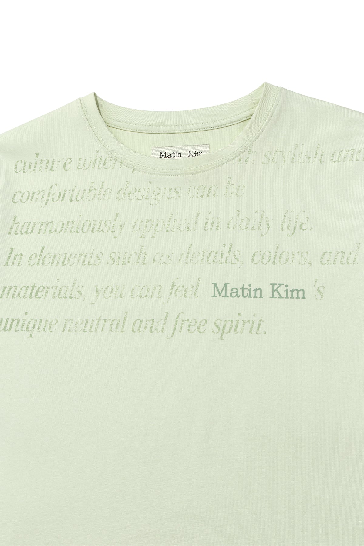 Matin Kim - Logo Point Lettering Graphic Top (Light Green) product image 3 | TRAB K-Fashion Australia