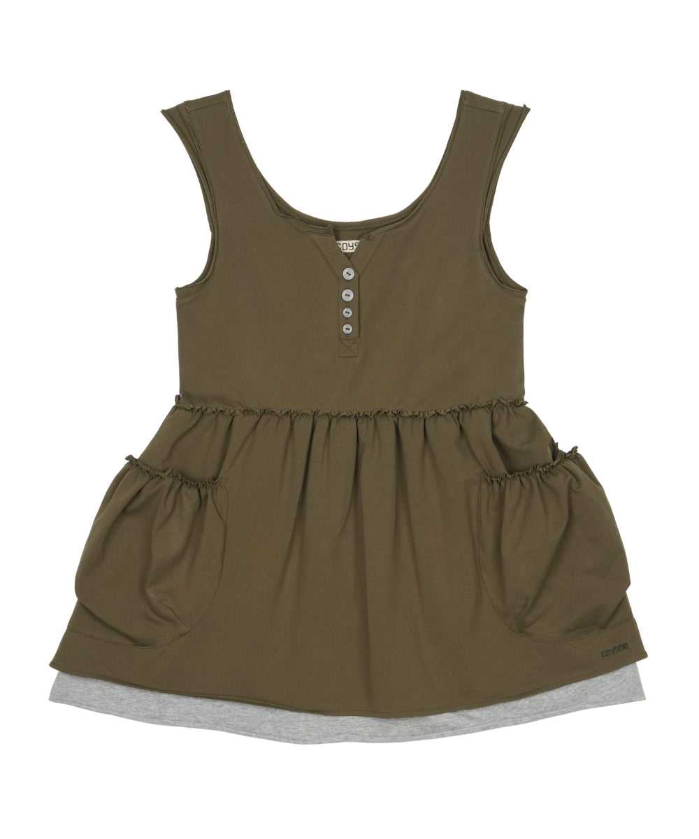 Coyseio - Shirring Pocket Sleeveless (Khaki) product image 12 | TRAB K-Fashion Australia