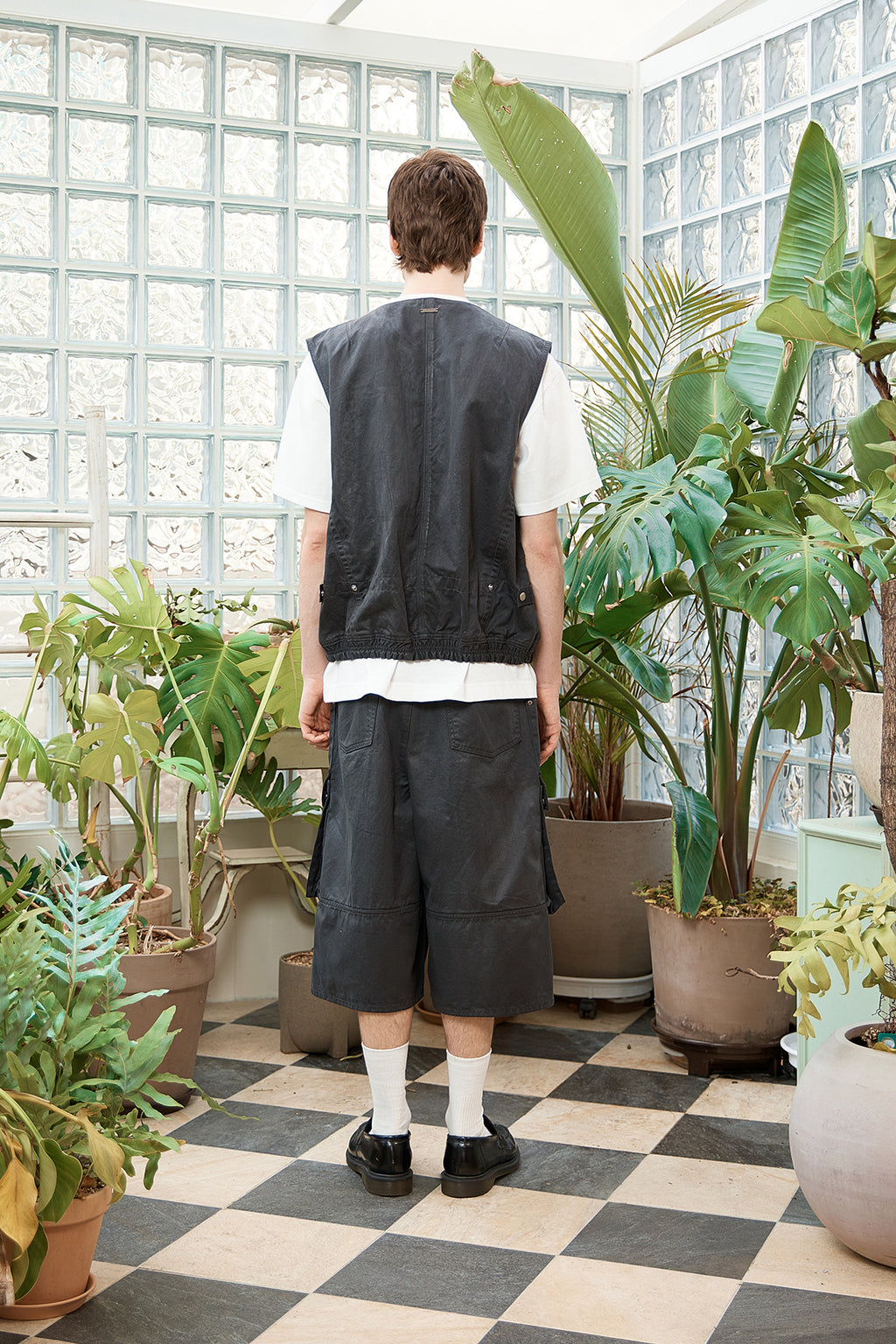 Matin Kim - Coated Cotton Bermuda Pants (Charcoal) product image 9 | TRAB K-Fashion Australia