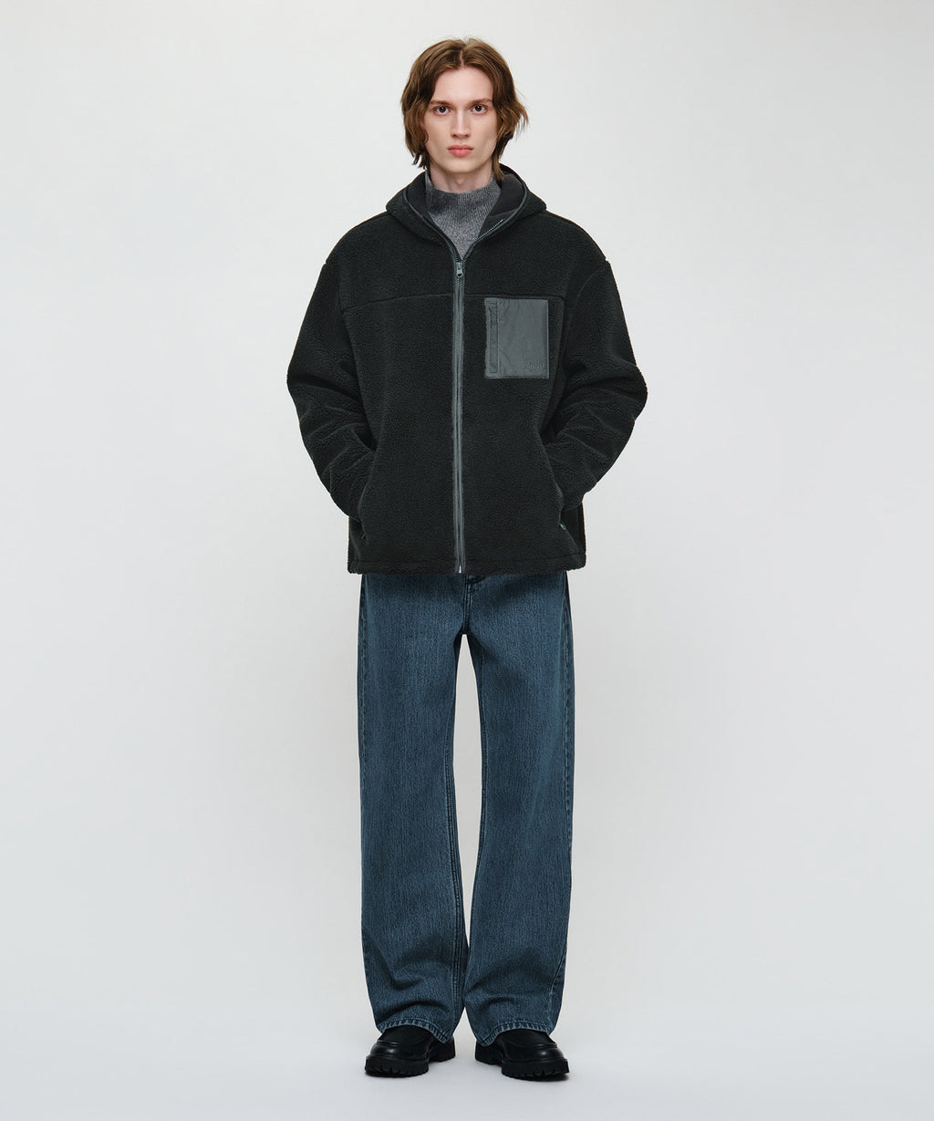 Marithe & Francois Girbaud - Hooded Color Block Fleece Jacket (Charcoal) product image 6 | TRAB K-Fashion Australia