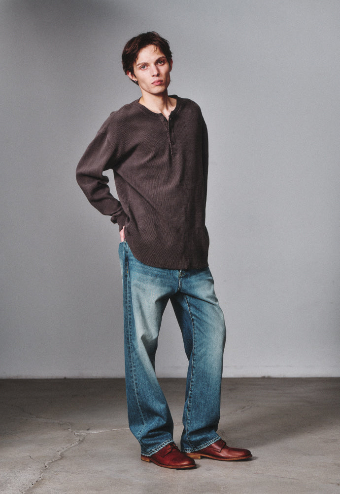 Art if acts - Garment Dyed Waffle Henley (Faded Charcoal) product image 5 | TRAB K-Fashion Australia