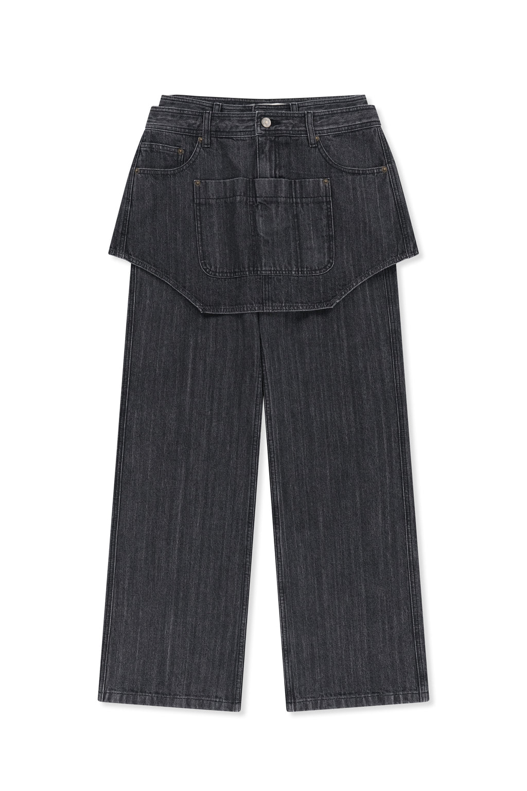 Matin Kim - Apron Layered Denim Pants (Black) product image 1 | TRAB K-Fashion Australia