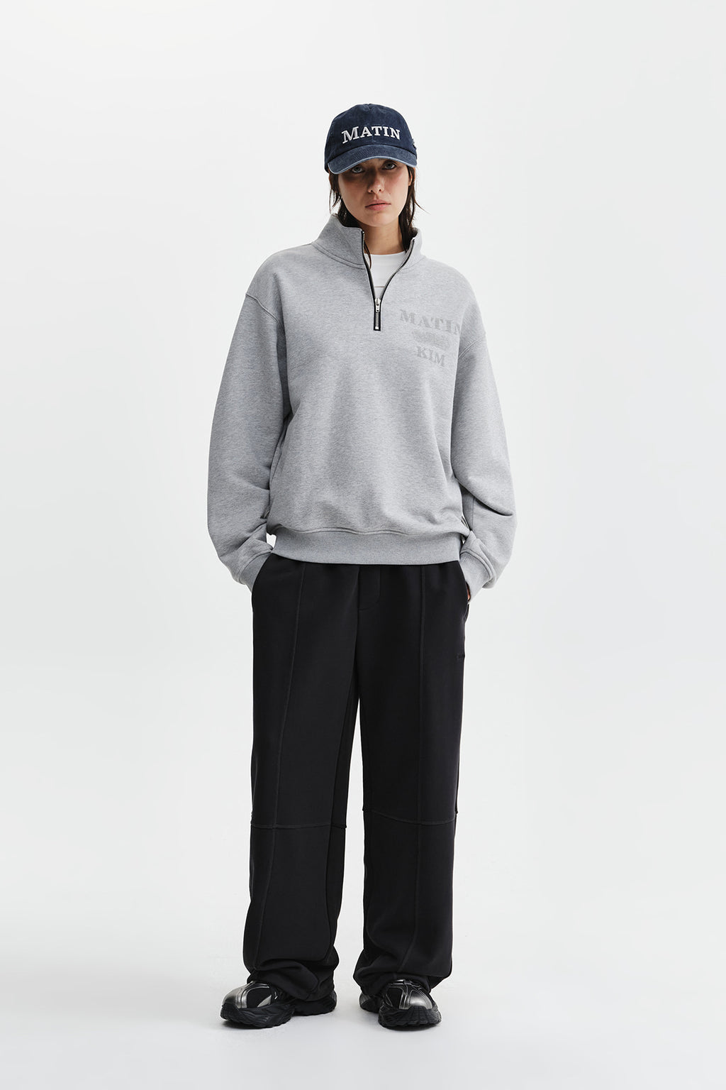 Matin Kim - Colorblock Cut Seam Sweatpants (Black) product image 11 | TRAB K-Fashion Australia