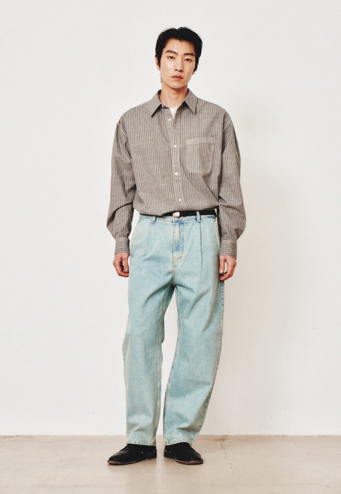 Art if acts - One Tuck Curve Denim Pants (Washed Light Blue) product image 6 | TRAB K-Fashion Australia