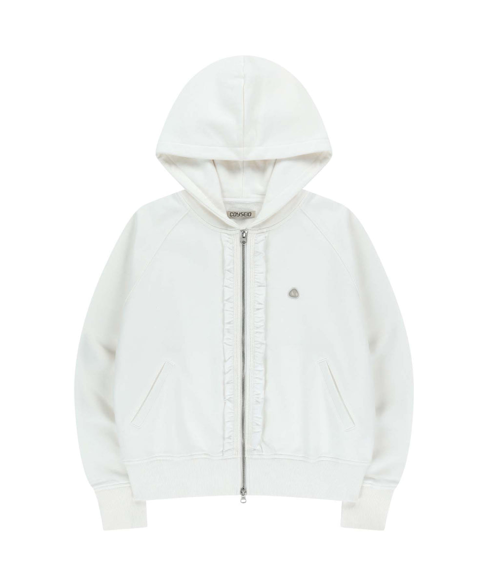 Coyseio - Ruffle Lace Hood Zip-Up (White) product image 8 | TRAB K-Fashion Australia