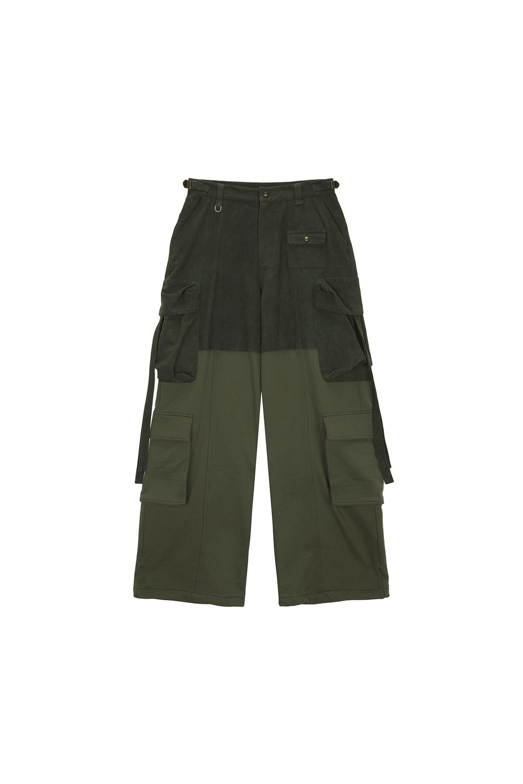 Matin Kim - Jersey Mixed Cargo Pants (Khaki) product image 1 | TRAB K-Fashion Australia