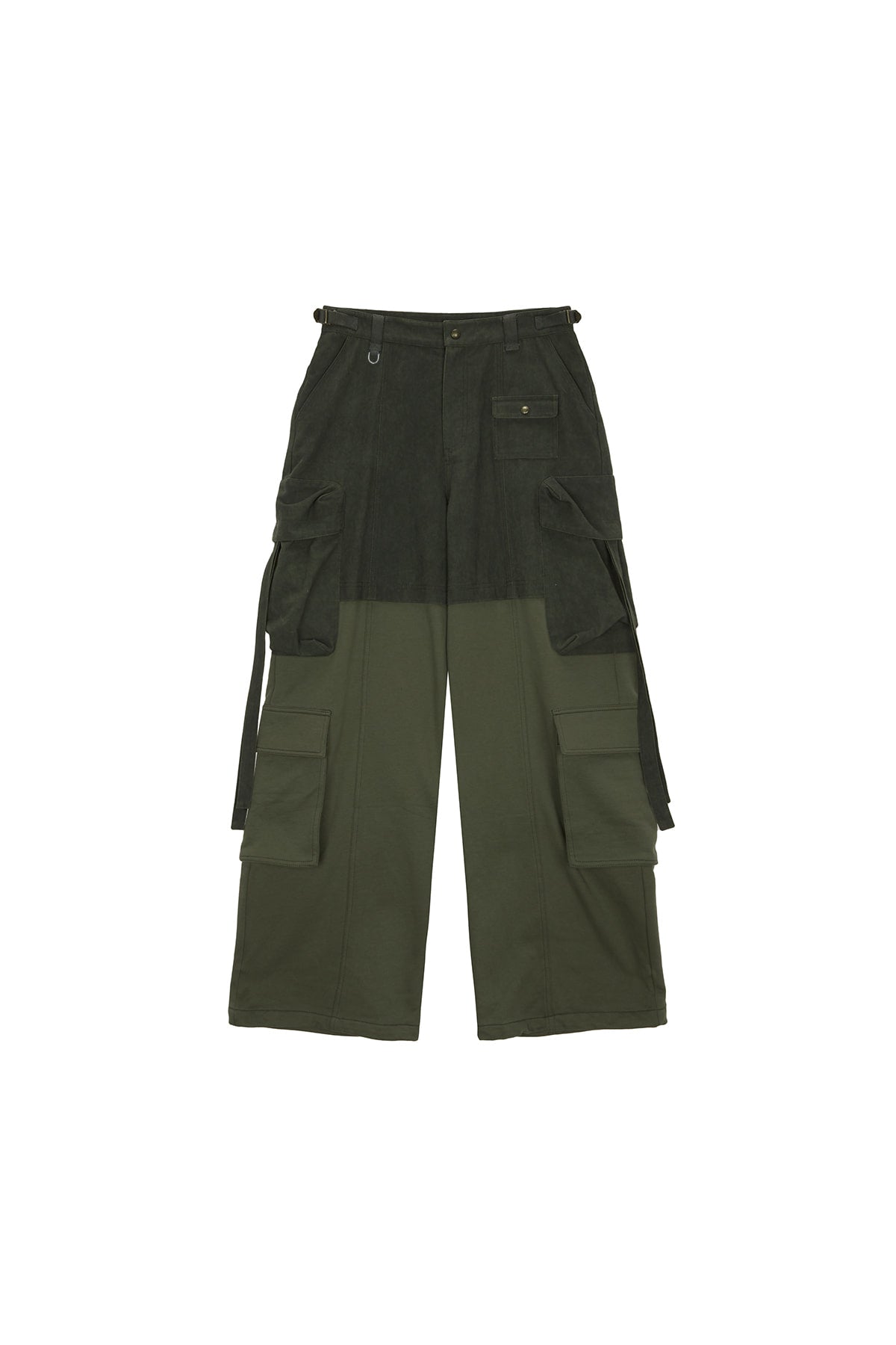 Matin Kim - Jersey Mixed Cargo Pants (Khaki) product image 1 | TRAB K-Fashion Australia
