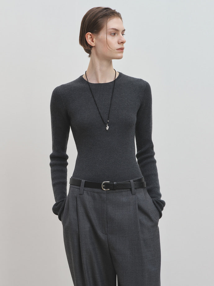 Tonywack - Super Fine Wool Ribbed Sweater (Charcoal) product image 1 | TRAB K-Fashion Australia